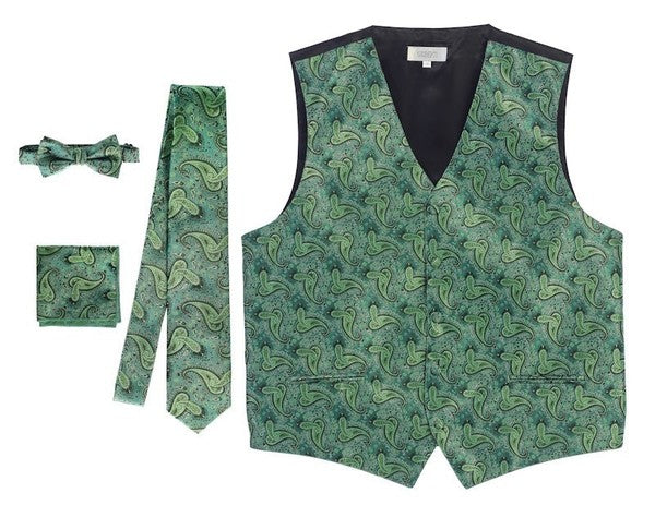 VSM-96P-Men's 4 pc Paisley Vest Set