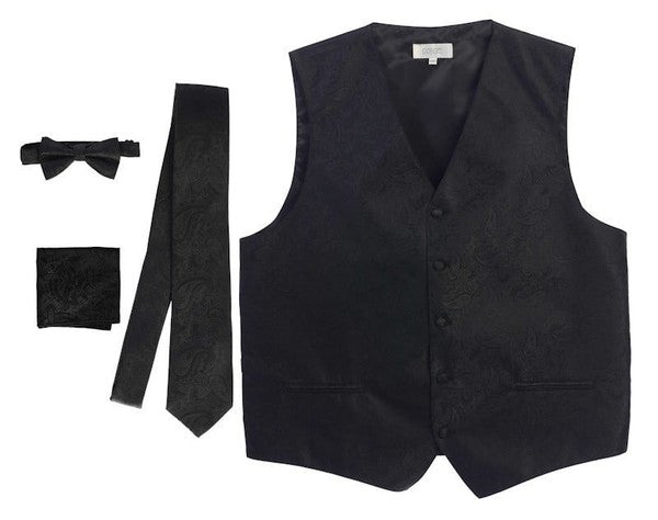 VSM-96P-Men's 4 pc Paisley Vest Set