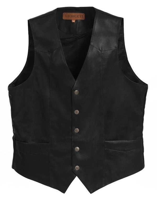 VS-95L-Men's Faux Leather Vest