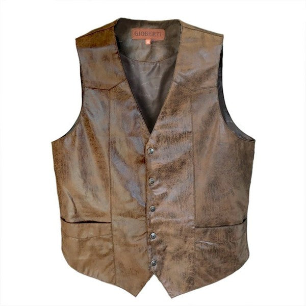 VS-95L-Men's Faux Leather Vest