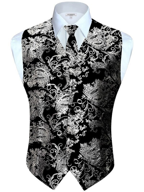 VSM-96P-Men's 4 pc Metallic Vest Set