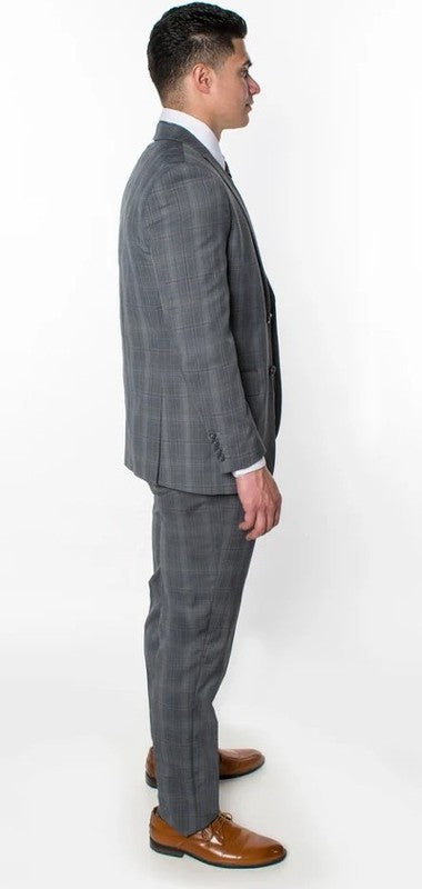 6009-GREY-CHECKER-3PC-SLIM-LONG-SIZE 38L-56L