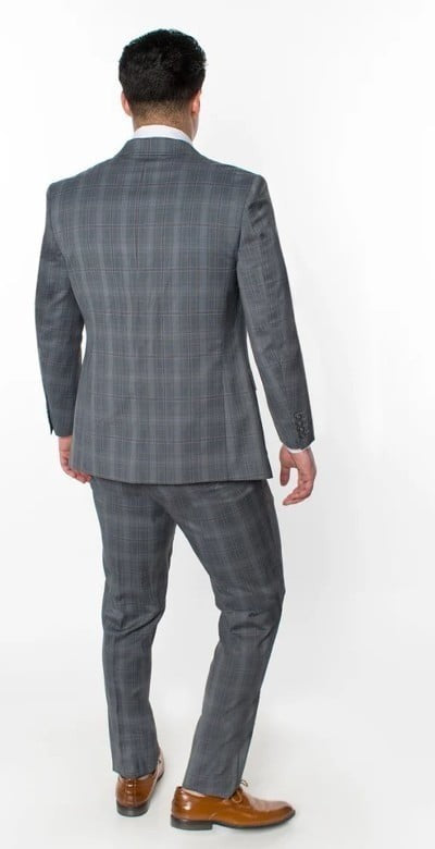 6009-GREY-CHECKER-3PC-SLIM-SHORT-SIZE 34S-46S