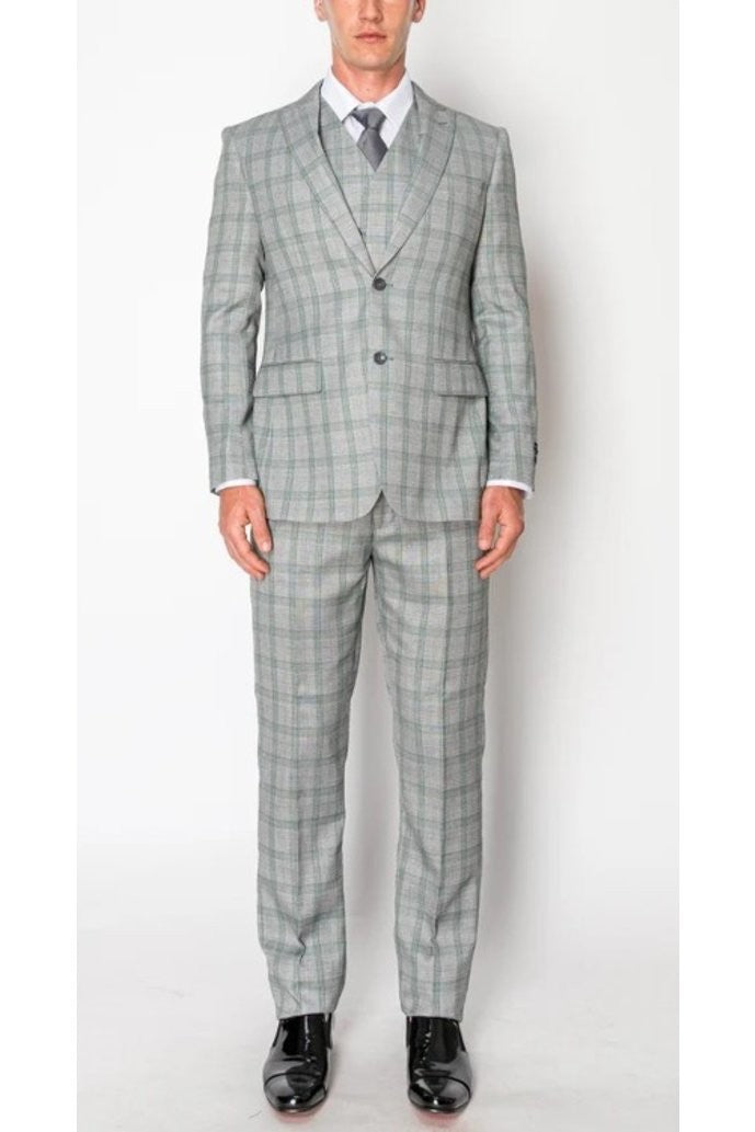 1081-CHECKER-GRAY-3PC-SLIM-REGULAR-SIZE 34R-44R