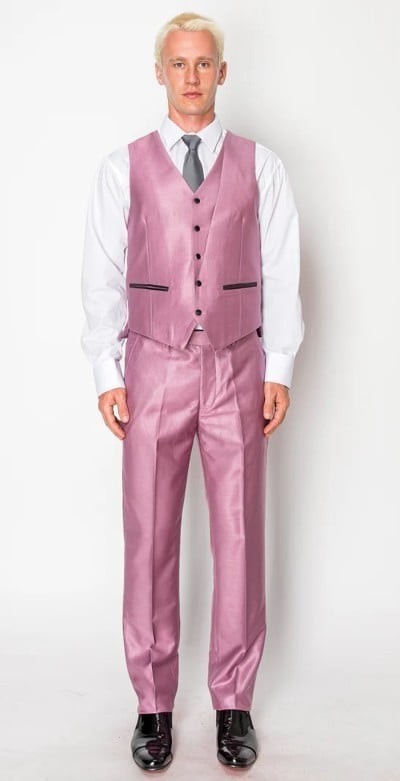 1889-TUXEDO-SHINY-PINK-3PC-SLIM-SHORT-SIZE 34S-46S