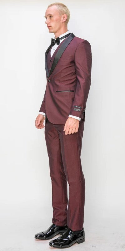 0408-TUX-SHINY-MAROON-3PC-SLIM-SHORT-SIZE 34S-46S