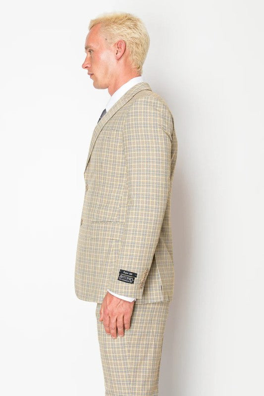 1051-BEIGE-CHECKER-3PC-SLIM-REGULAR-SIZE 34R-44R