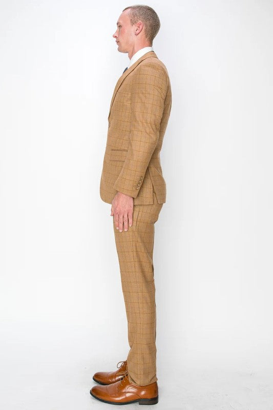 5021-BROWN-CHECKER-3PC-SLIM-REGULAR-SIZE 34R-44R