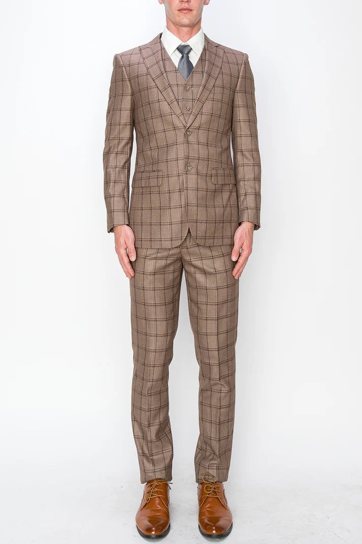 7271-BROWN-CHECKER-3PC-SLIM-LONG-SIZE 38L-56L