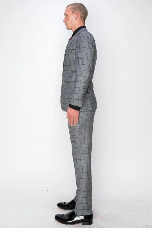 1502-GRAY-CHECKER-3PC-SLIM-REGULAR-SIZE 46R-56R