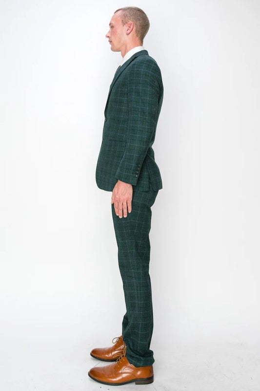 1502-FOREST-GREEN-CHECKER-SLIM-SHORT-SIZE 34S-46S