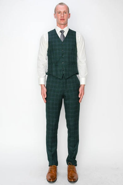 1502-FOREST-GREEN-CHECKER-SLIM-REGULR-SIZE 46R-56R