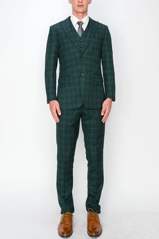 1502-FOREST-GREEN-CHECKER-SLIM-LONG-SIZE 38L-56L