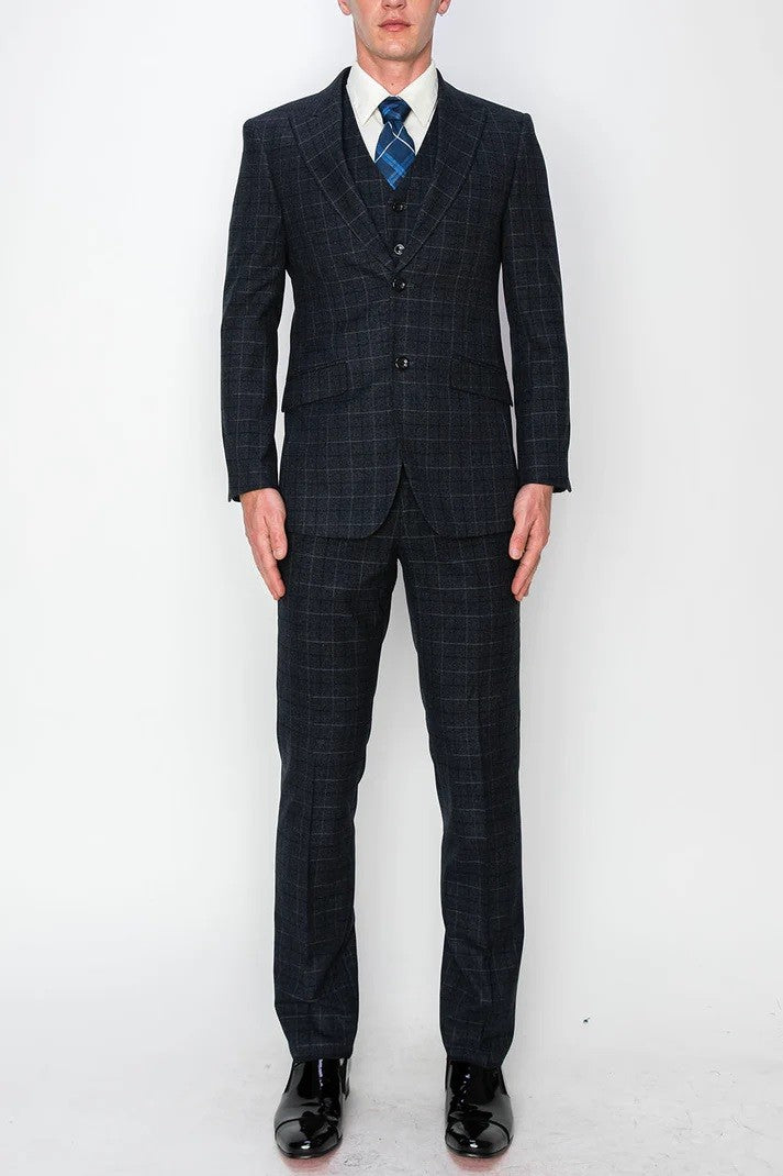 1502-BLACK-CHECKER-3PC-SLIM-REGULAR-SIZE 34R-44R