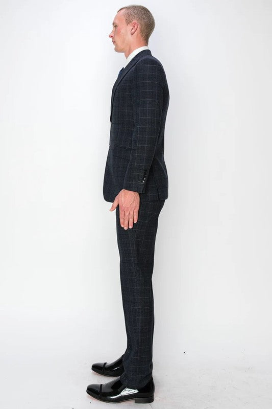 1502-BLACK-CHECKER-3PC-SLIM-REGULAR-SIZE 46R-56R