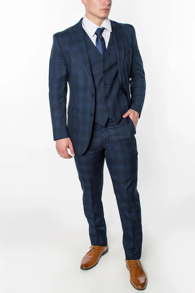 6506-NAVY-CHECKER-3PC-SLIM-REGULAR-SIZE 46R-56R