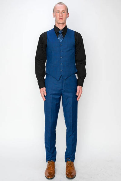 8705-BLUE-CHECKER-3PC-SLIM-REGULAR-SIZE 34R-44R