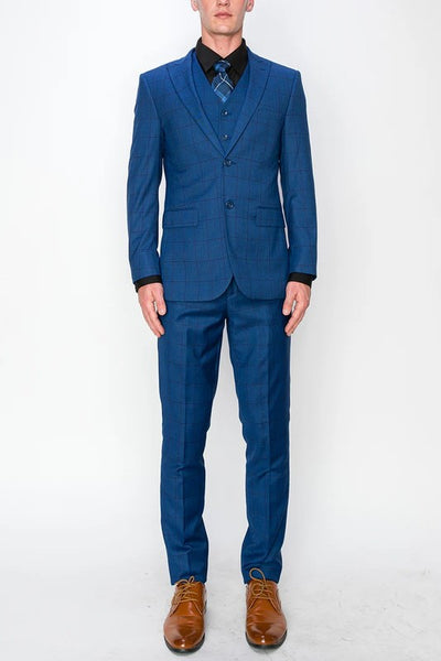 8705-BLUE-CHECKER-3PC-SLIM-REGULAR-SIZE 46R-56R