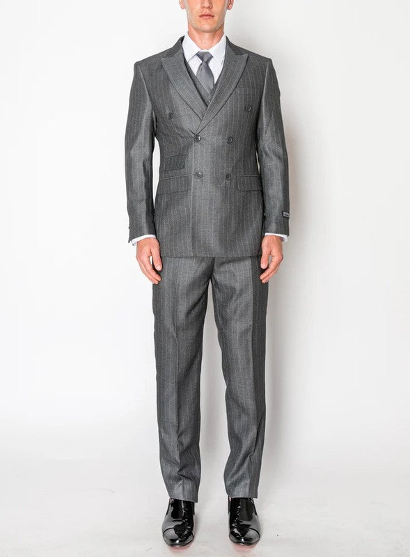 DB-1088-GRAY-DOUBLE-BREAST-SLIM-LONG-SIZE 38L-56L