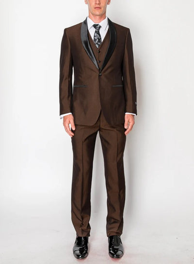 2645-TUX-SHINY-D-BROWN-3PC-SLIM-REG-SIZE 46R-56R