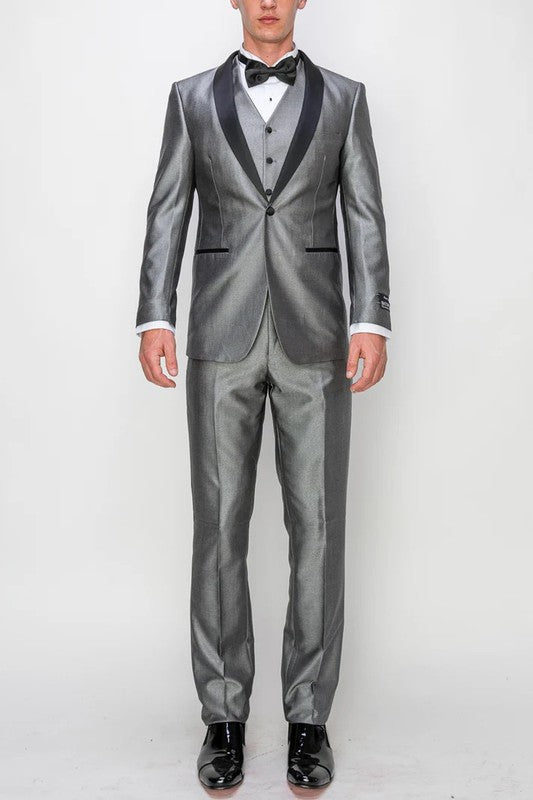 1889-TUX-SHINY-GRAY-3PC-SLIM-SHORT-SIZE 34S-46S