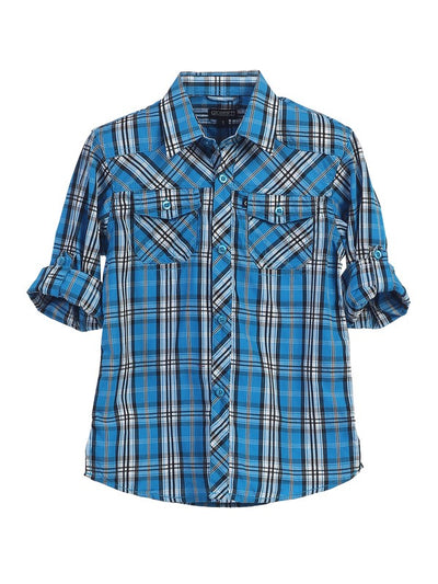 LS-22R-BOYS-ROLL-UP-SHIRT-7 COLORS-SIZE 2-4