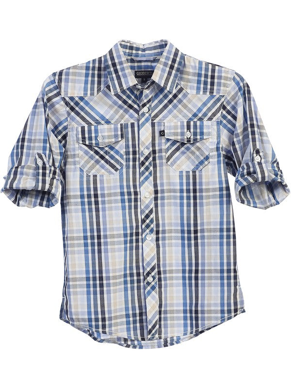LS-22R-BOYS-ROLL-UP-SHIRT-7 COLORS-SIZE 2-4