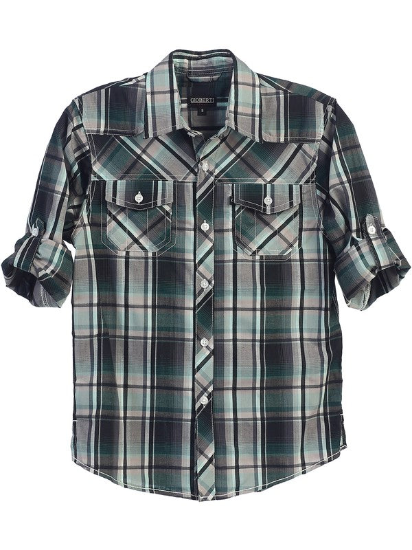 LS-22R-BOYS-ROLL-UP-SHIRT-7 COLORS-SIZE 2-4