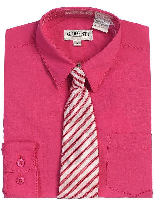 DS-85C-DRESS-SHIRT-WITH-TIE-9 COLORS-SIZE 2-7