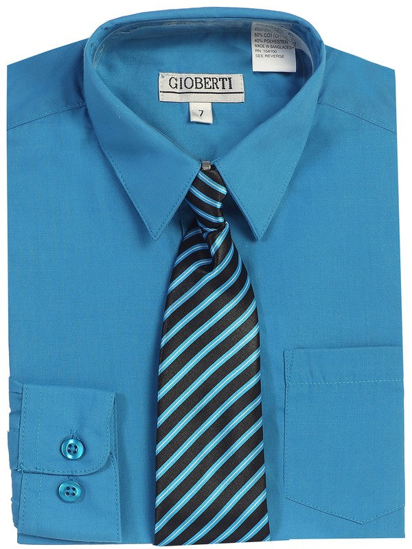 DS-85C-DRESS-SHIRT-WITH-TIE-9 COLORS-SIZE 2-7