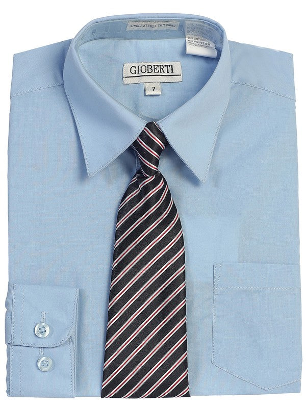 DS-85C-DRESS-SHIRT-WITH-TIE-5 COLORS-SIZE 8-18