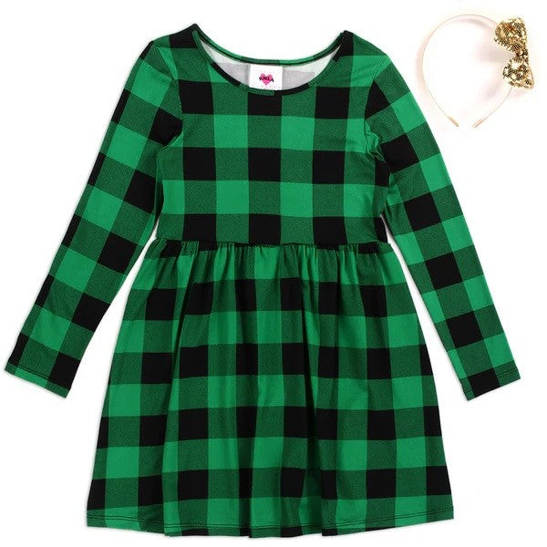 RMLA Girls 4-6X Plaid Dress W/ Headband Pack of 6