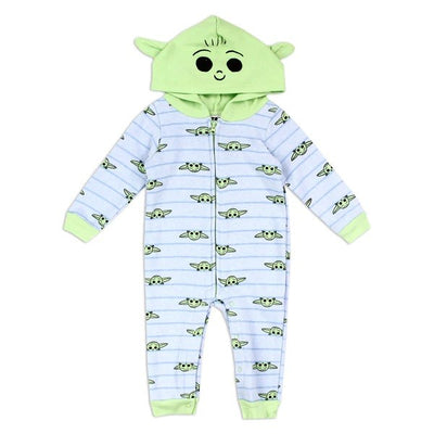 BABY YODA Boys Hooded Fleece Romper Pack of 6