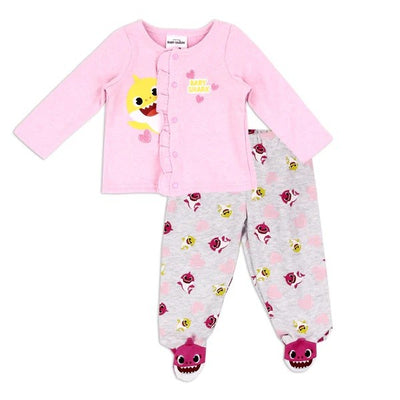 BABY SHARK Girls Newborn 2-Pc Fleece Set Pack of 6
