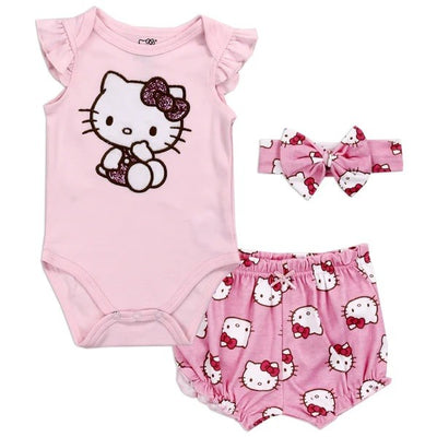 HELLO KITTY Newborn Girls 3PCS Short Set Pack of 6