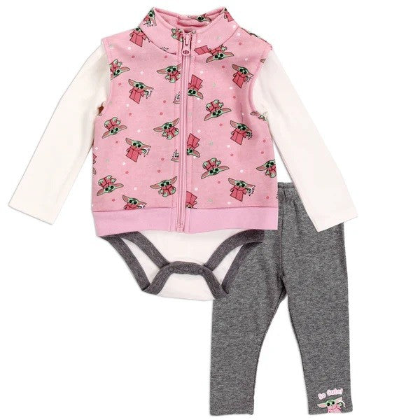 BABY YODA Girls Newborn 3-Piece Vest Set Pack of 6
