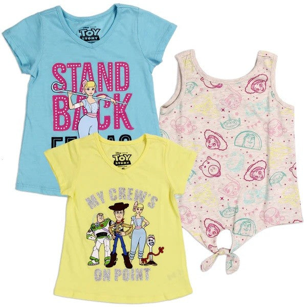 TOY STORY Girls Toddler 3-PACK T-Shirts Pack of 6