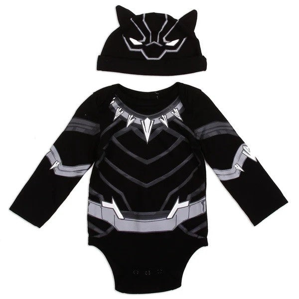 BLACK PANTHER Boys Creeper & Hat Pack 8 SIZE 3-12M