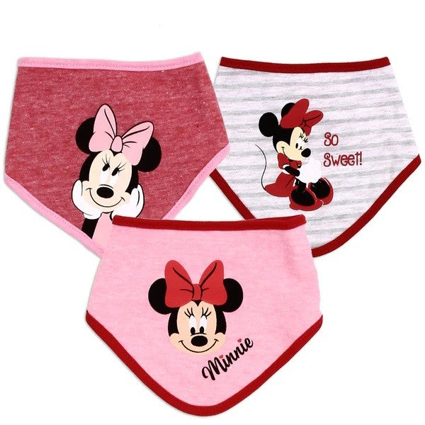 MINNIE MOUSE Girls 0-12M 3-Pack Bibs Pack of 6