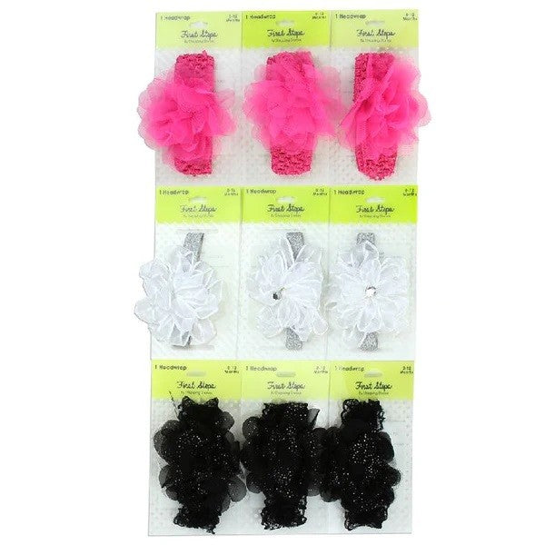FIRST STEPS BABY GIRLS 0-12M HEADBANDS Pack of 9