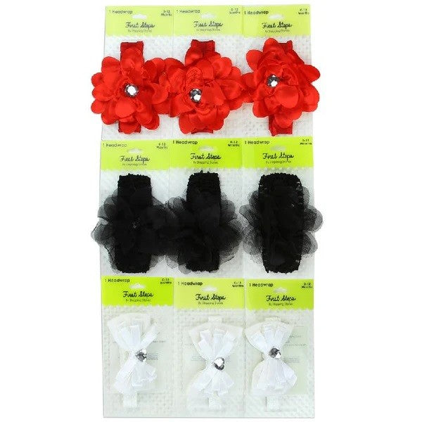 FIRST STEPS BABY GIRLS 0-12M HEADBANDS Pack of 9