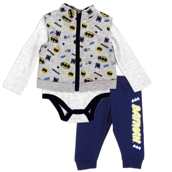 BATMAN Boys Newborn 3-Piece Vest Set Pack of 6