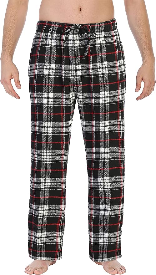 Men's Yarn Dye Brushed Flannel Pajama Pants, Elastic Waist