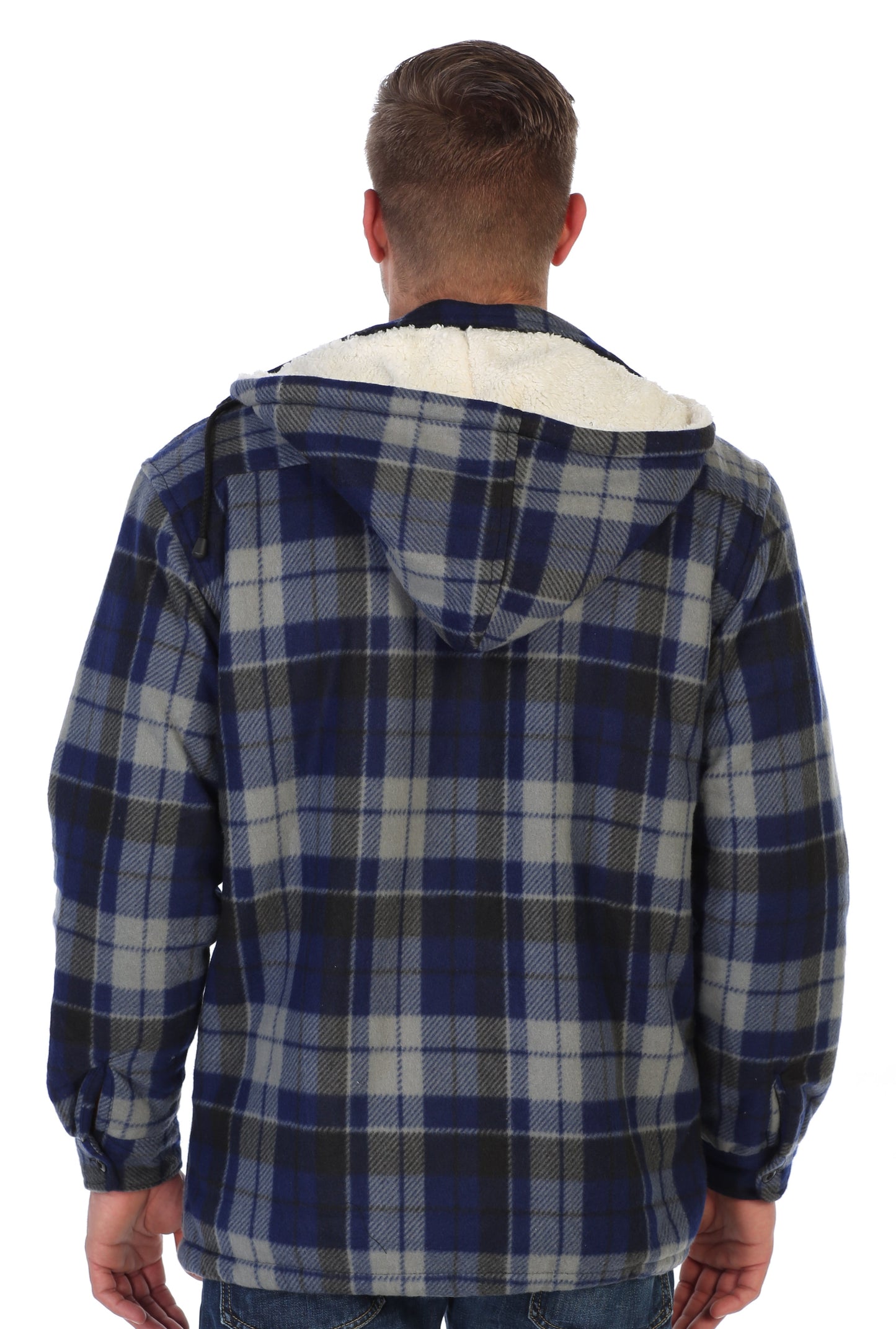 Men's Sherpa Lined Flannel Jacket with Removable Hood