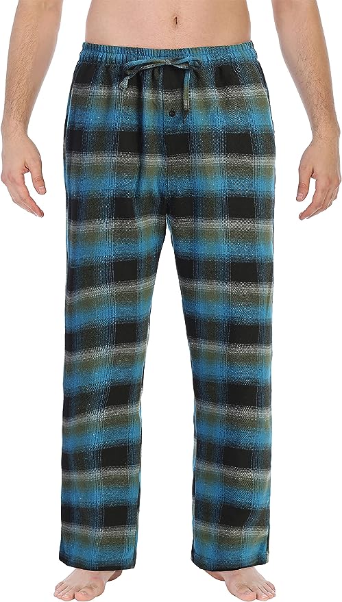 Men's Yarn Dye Brushed Flannel Pajama Pants, Elastic Waist