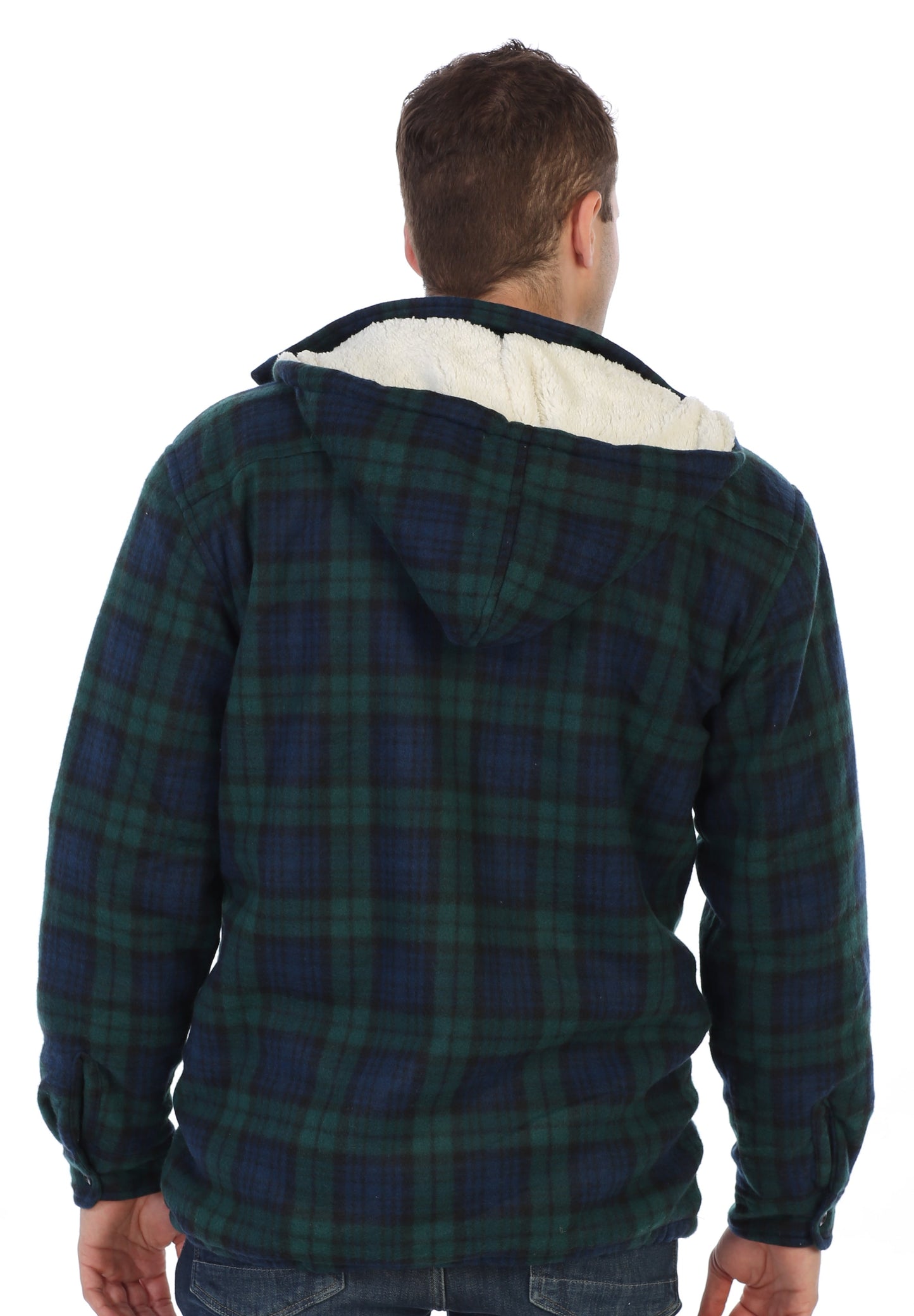 Men's Sherpa Lined Flannel Jacket with Removable Hood