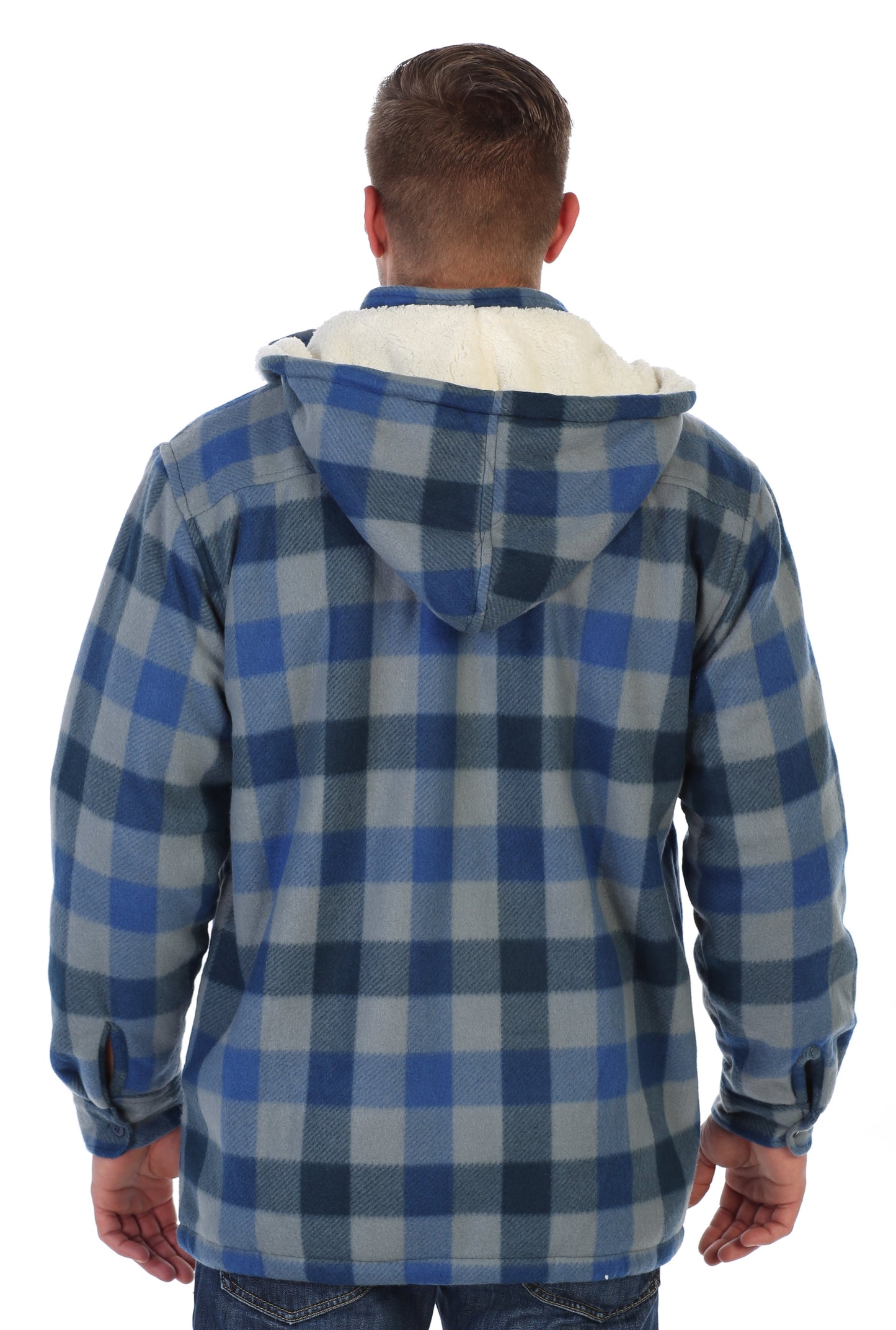 Men's Sherpa Lined Flannel Jacket with Removable Hood