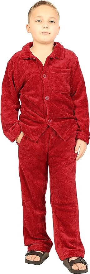 PJS-83 Boy's 2pc Super Soft Plush Pajama Set IN 7 COLORS SIZE 4-18