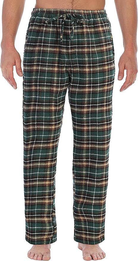 Men's Yarn Dye Brushed Flannel Pajama Pants, Elastic Waist