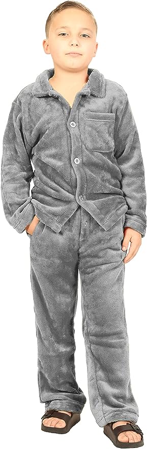 PJS-83 Boy's 2pc Super Soft Plush Pajama Set IN 7 COLORS SIZE 4-18